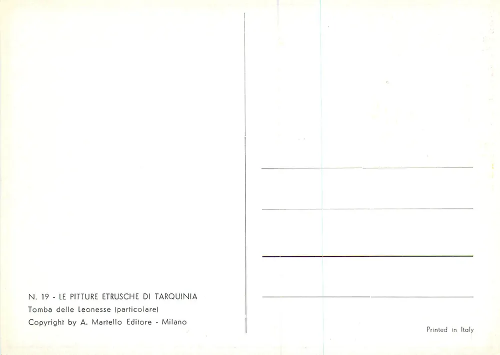 Tumbas etruscas de Tarquinia — Tumba das Leonesse — detalhe de fresco - Verso