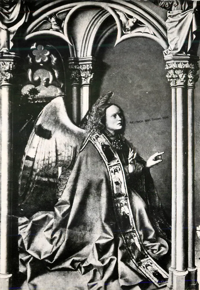 Archange Gabriel — Szczegół tryptyku Annonciacji — Katedra św. Marii Magdaleny w Aix-en-Provence - Awers