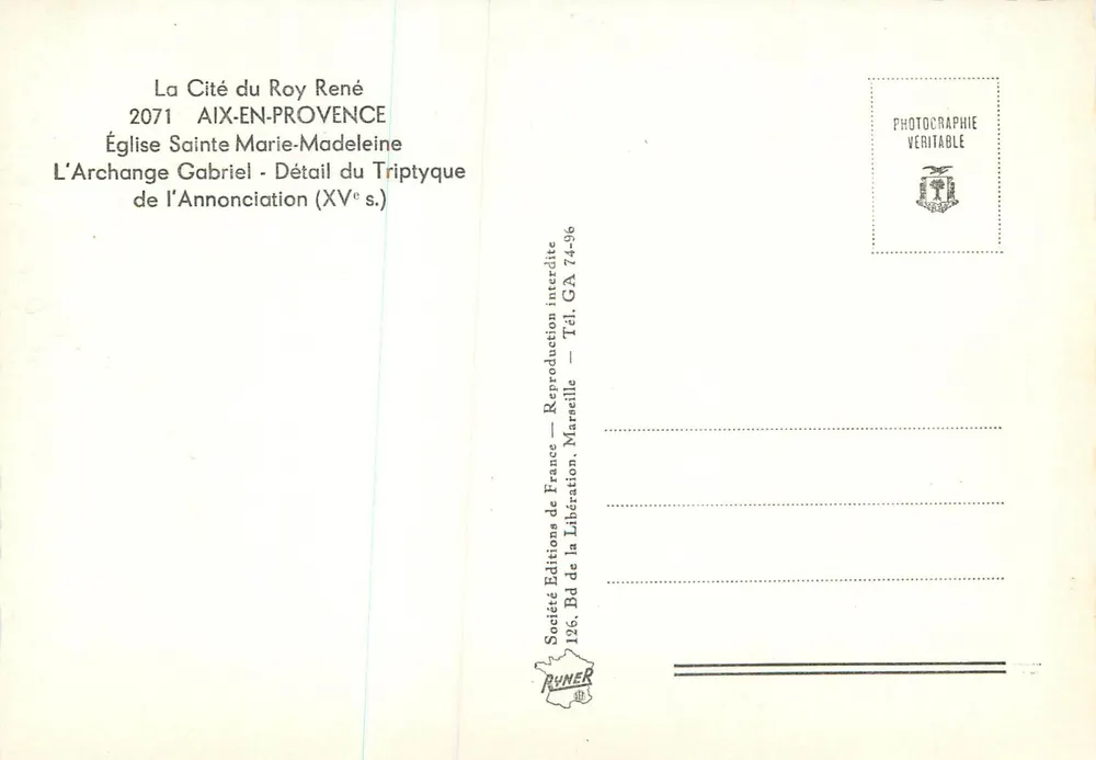 Archange Gabriel — Szczegół tryptyku Annonciacji — Katedra św. Marii Magdaleny w Aix-en-Provence - Rewers