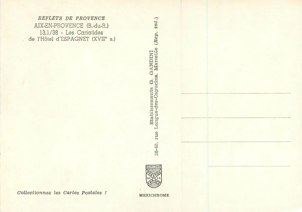 As Cariatides — Hotel d'Espagnet — Aix-en-Provence - Verso