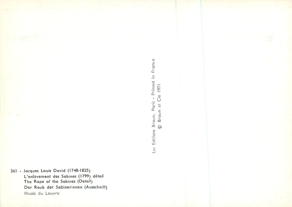 L'enlèvement des Sabines — détail — Éditions Braun, Paris, 1971 - Verso