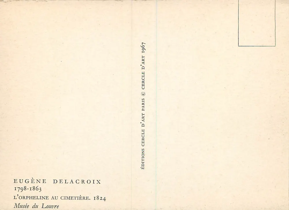 L'Orpheline au cimetière — Eugène Delacroix — Éditions d'Art Cercle, Paris 1967 - Verso