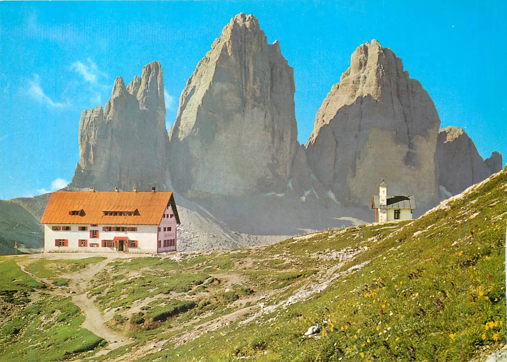 Três Cimeiras de Lavaredo — Dolomitas — Edição B. Lazzarotto, Bolzano, Itália, n° 319 - Frente