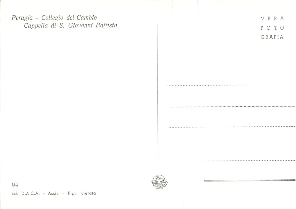 Perugia - Collegio del Cambio - Kapelle von S. Giovanni Battista — Ed. D.A.C.A. - Assisi, n° 94 - Rückseite