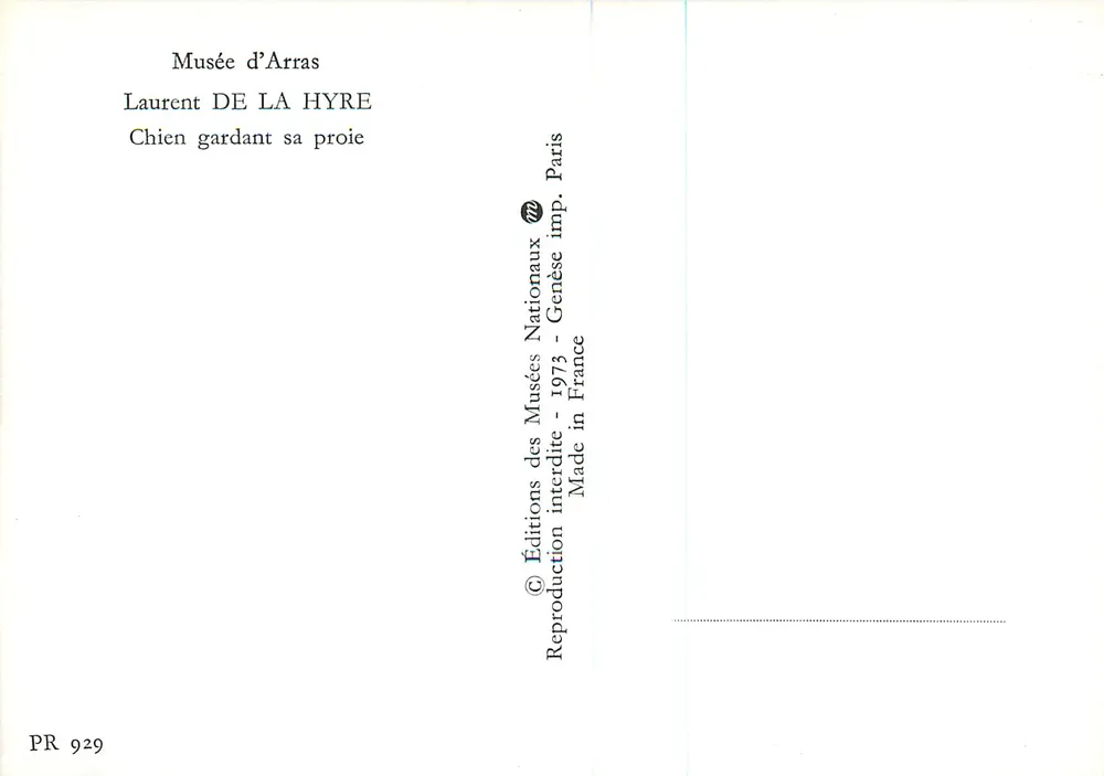Chien gardant sa proie — Laurent de La Hyre — Éditions des Musées Nationaux, Paris - Verso