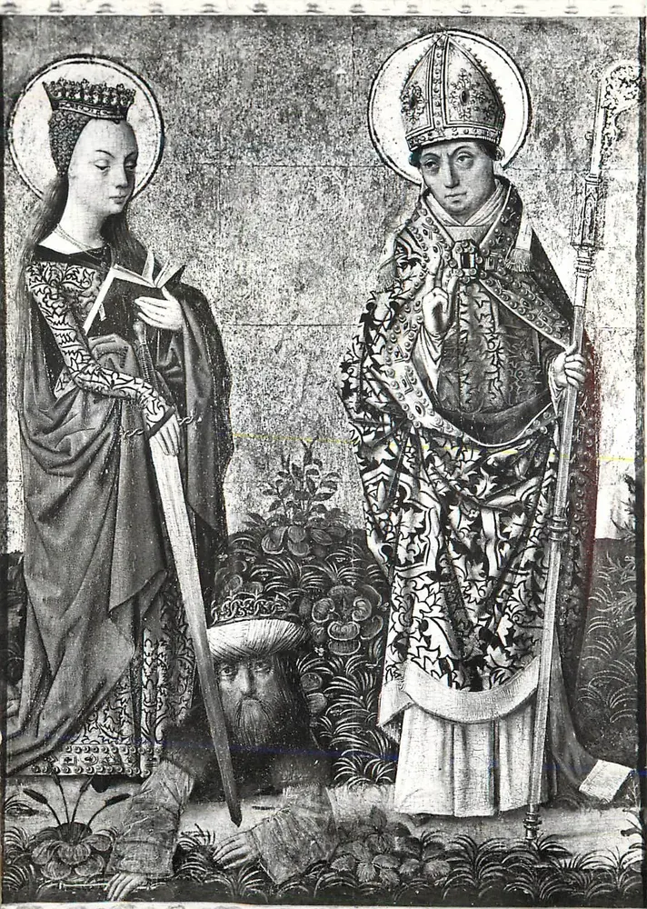 Santa Catarina e um Santo Bispo — painel pintado entre 1450 e 1470 — Édition Musée Calvet - Frente