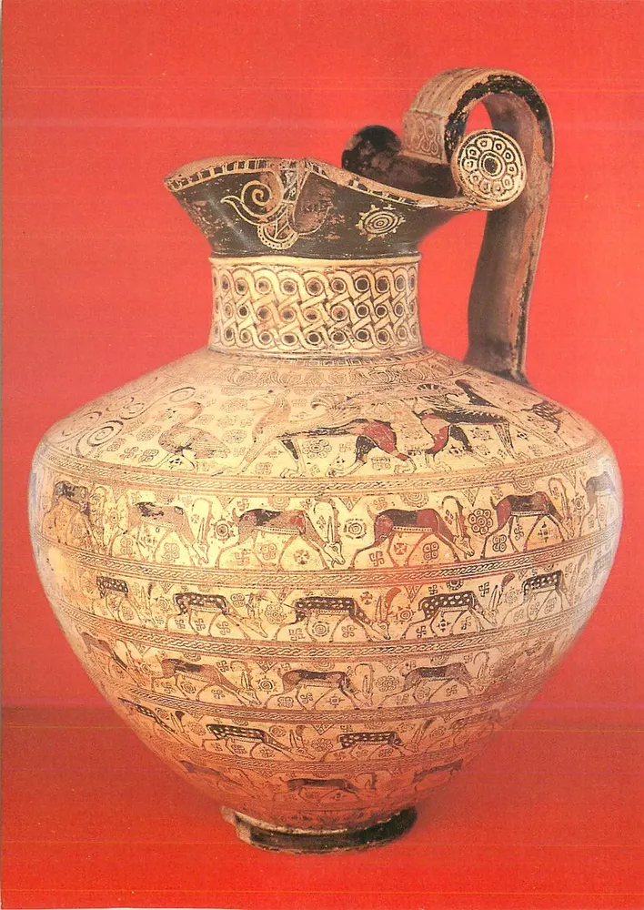 Craque grego com decoração animal — Exposição « Mar Egeu — Grécia das ilhas » — Museu do Louvre, 1979 - Frente