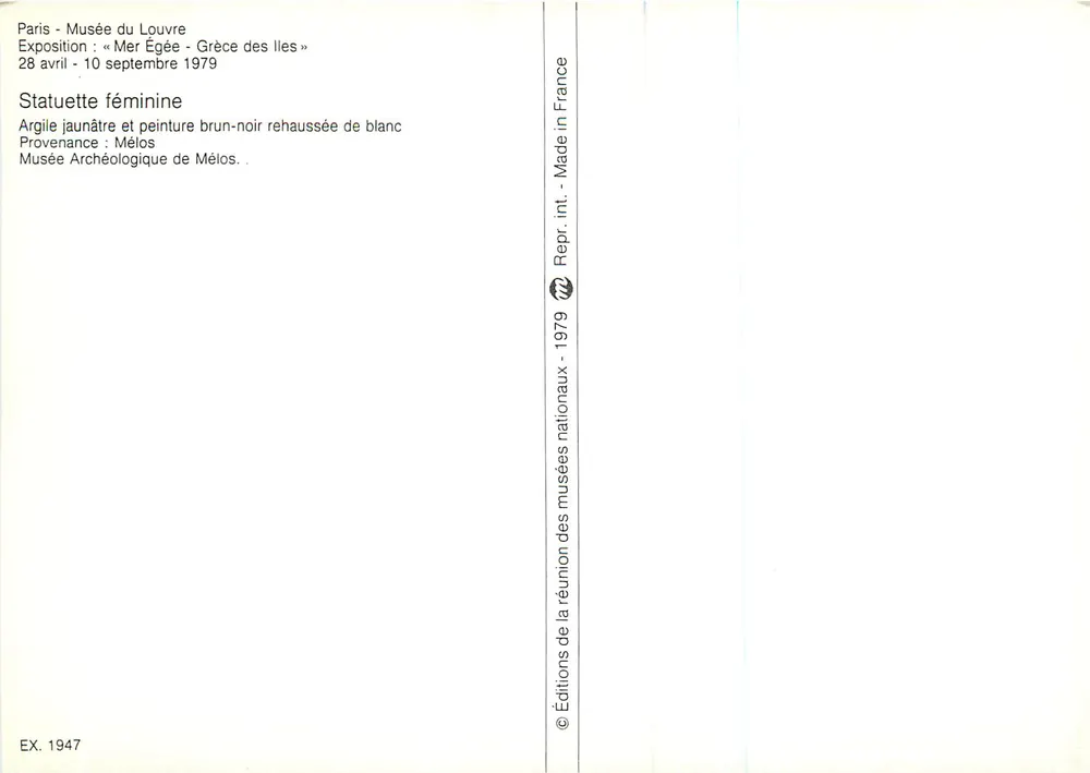 Estátua feminina — Mélès — Éditions des musées nationaux, 1979 - Verso