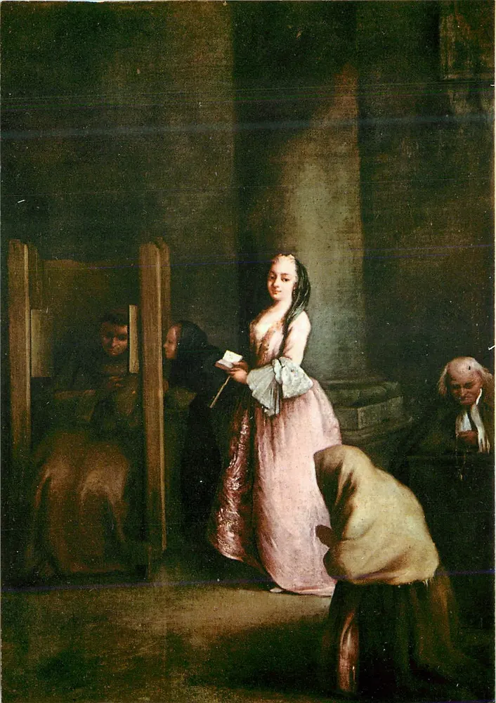 A Confissão — Pietro Longhi — Galleria degli Uffizi, Florença - Frente