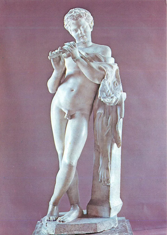 Satyre flûtiste — copie du IVe siècle, Collection Borghèse — Éditions de la Réunion des Musées Nationaux, 1978 - Recto