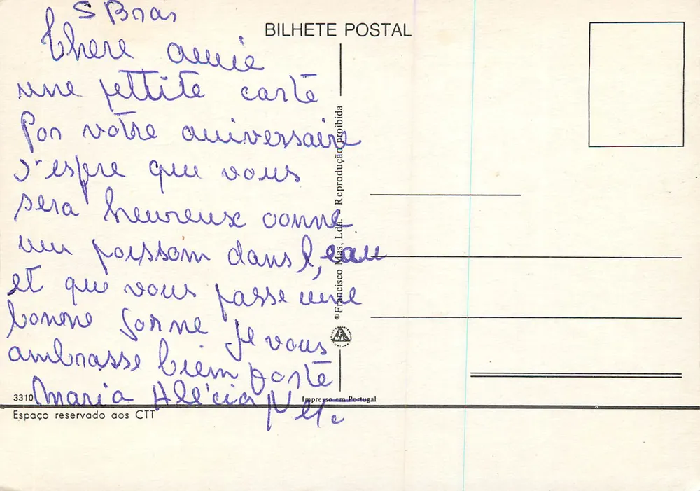 Rosas coloridas — Parabéns de aniversário — Francisco Mota, Lda. n°3310 - Verso