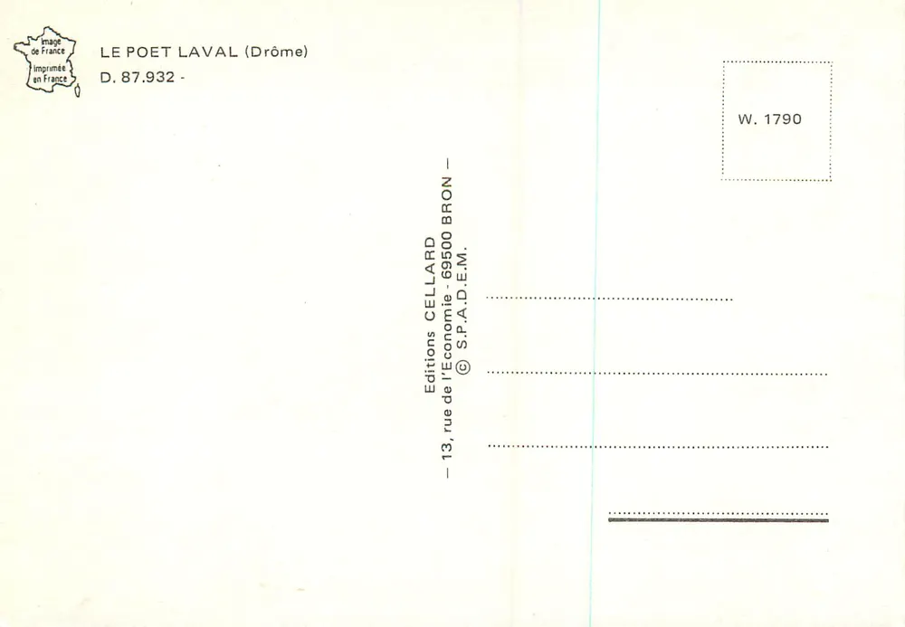 Poët-Laval — vista panorâmica e vestígios do castelo — Éditions Cellard - Verso