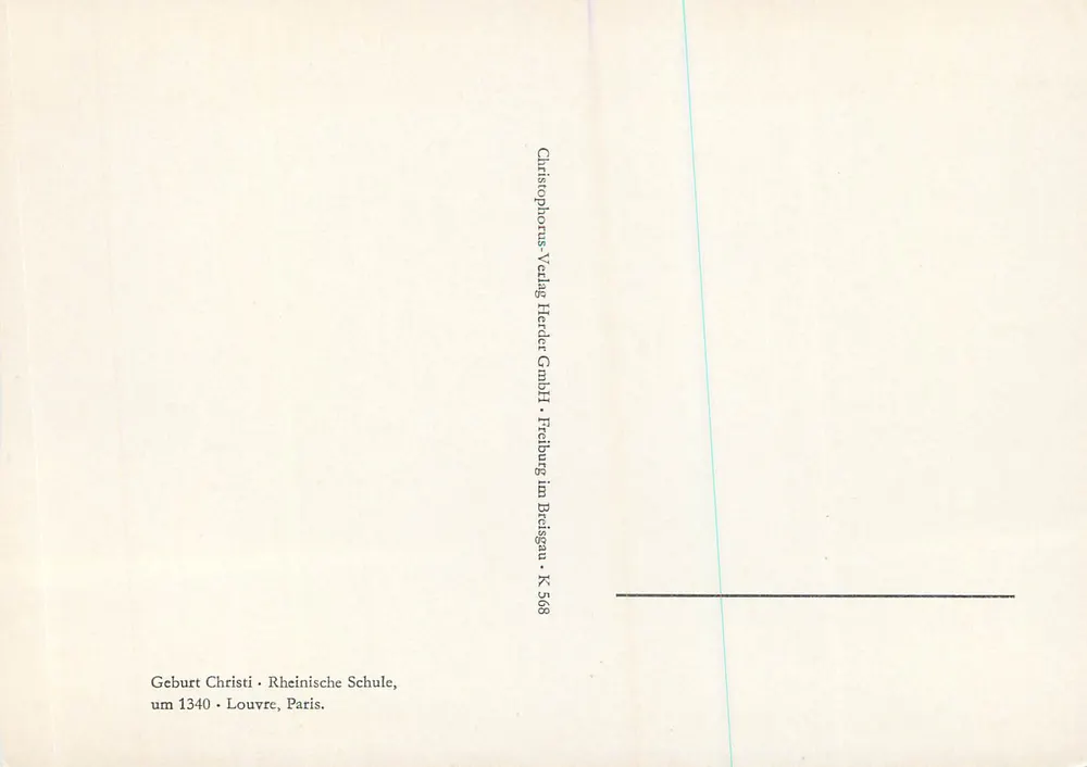 Geburt Christi — Szene aus der Geburt — Christophorus Veling Heider GmbH, Serie K 568 - Rückseite