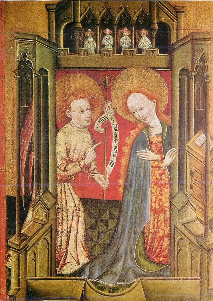 Anunciación — Maestro de Westfalia, alrededor de 1420 — Berghaus Verlag, N.º 281 - Anverso