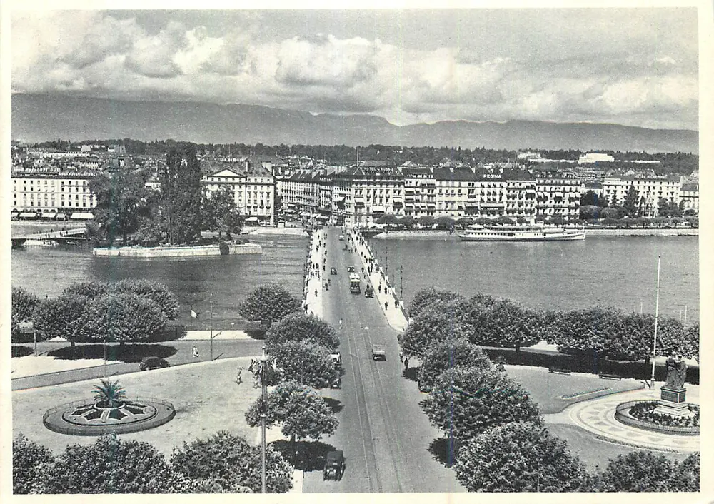 Genève, Pont du Mont-Blanc et les Quais — Édition O. Sartori, Lausanne, n° 8708 - Recto