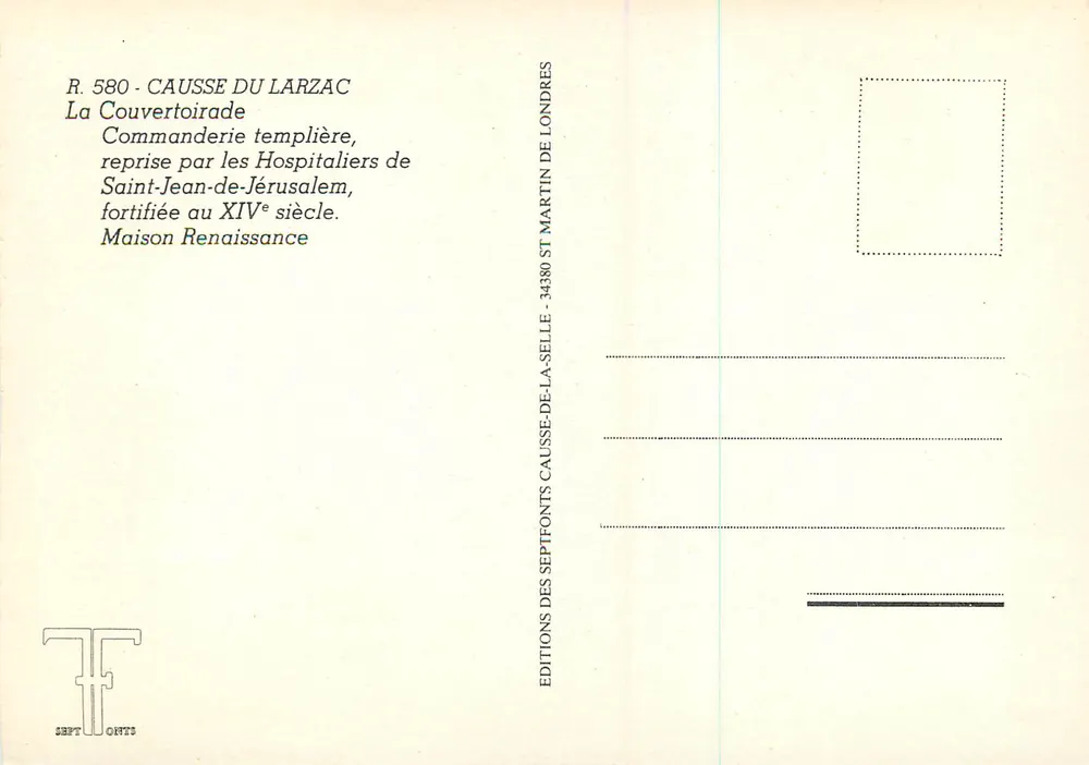 Causse du Larzac — La Couventoirade — Éditions Septfontis - Verso