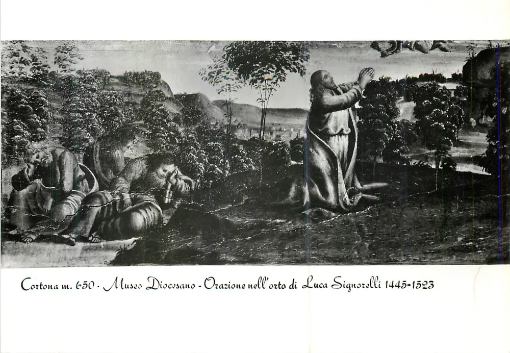 Cortona 650 m. - Diözesanmuseum - Gebet Jesu im Garten (L. Signorelli 1445-1523) - Vorderseite