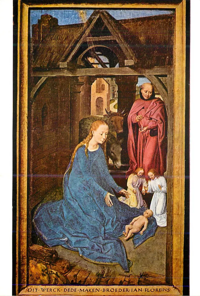 Nativity — Detail der Anbetung der Weisen — H. Memling, Brügge, Krankenhaus Saint-Jean, ca. 1430-1494 — Éditions « Viking » s.a. Brüssel - Vorderseite