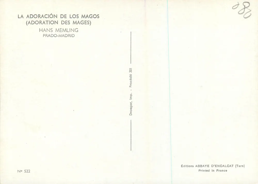 Adoração dos Reis Magos — Hans Memling — Prado-Madrid - Verso