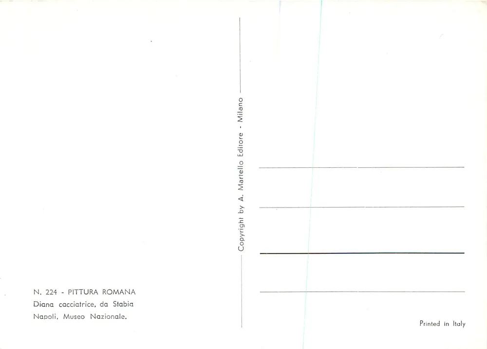 Diana chasseresse — peinture romaine — éditeur A. Martello, Milan - Verso
