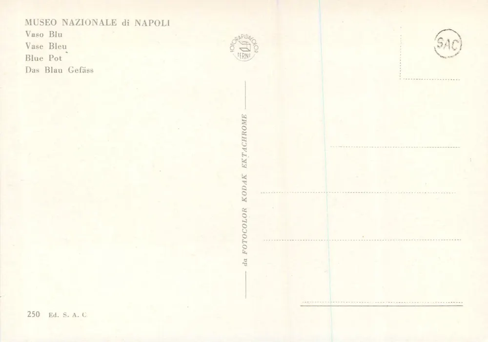 Vaso Azul — Museu Nacional de Nápoles — Edição S.A.C. n°250 - Verso