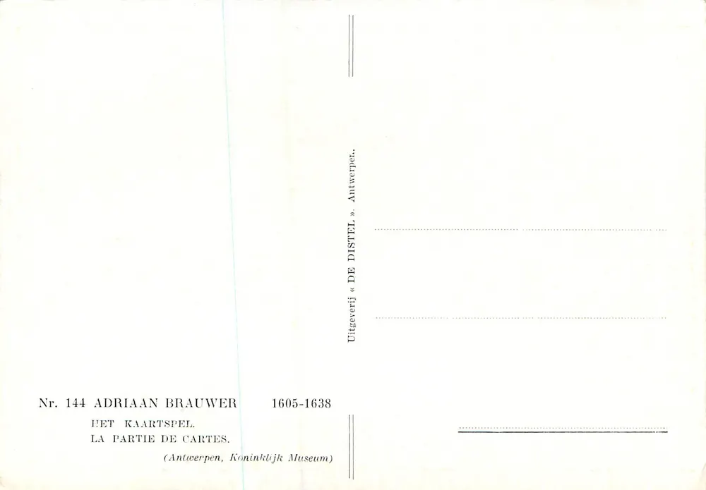 Kartenspiel-Szene — Adriaan Brauwer — Uitgeverij De Distel, Antwerpen - Rückseite