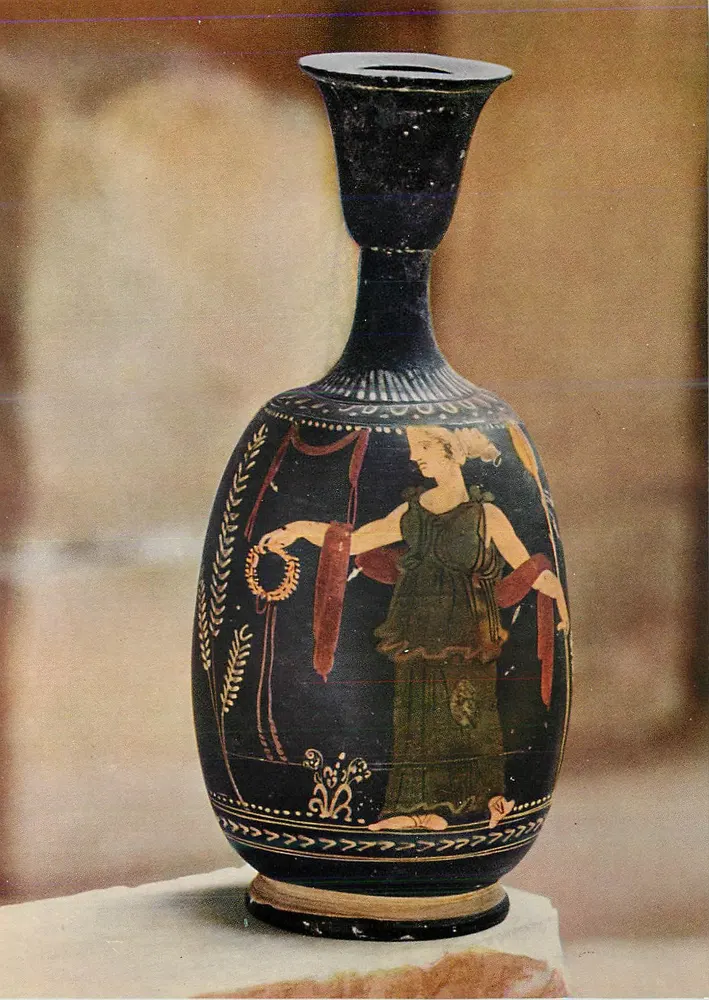 Lékythos — Paestum, style de la poterie de Paestum — éditeur VERLAG A. EGGER, KÖLN, n° 1310 - Recto