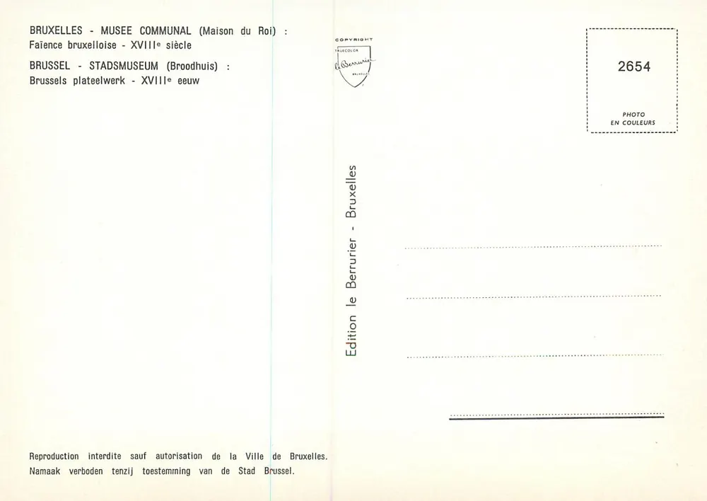 Gans und Truthahn in Brüsseler Fayence — 17. Jahrhundert — Edition Bruxelles, n° 2654 - Rückseite