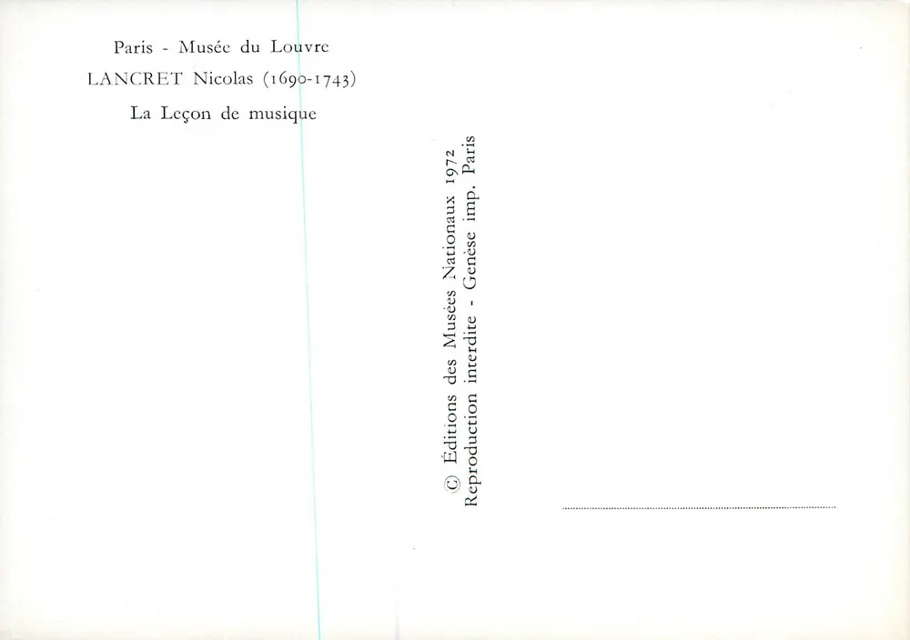 Musikunterricht — Nicolas Lancret (1690-1743) — Éditions des Musées Nationaux, Paris 1972 - Rückseite