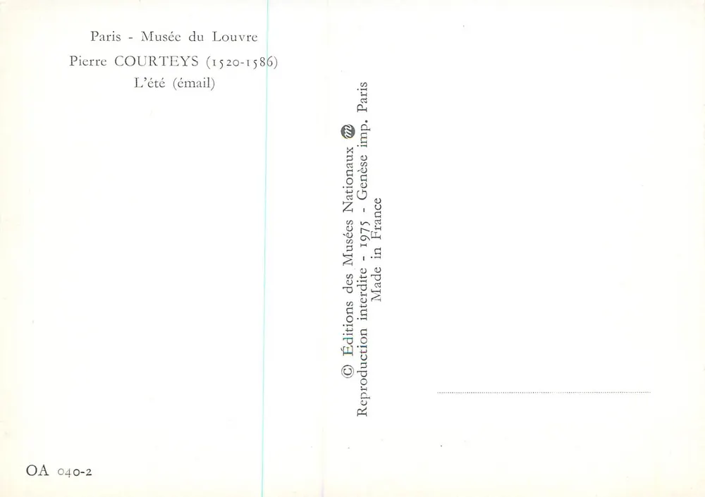 Pierre Courteys — L'été (émail) — Éditions des Musées Nationaux, Paris, 1975 - Verso