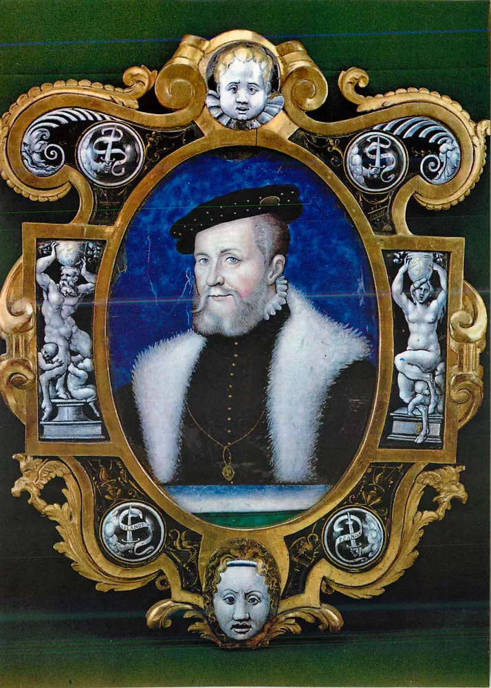O conde de Montmorency — por Léonard Limosin, França, 1556 — Éditions des Musées Nationaux - Frente