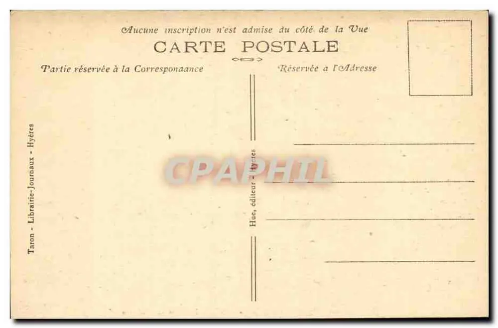 Les pins aux Salettes — Environs d'Hyères — CARQUEIRANNE — Éditeur Taron - Verso