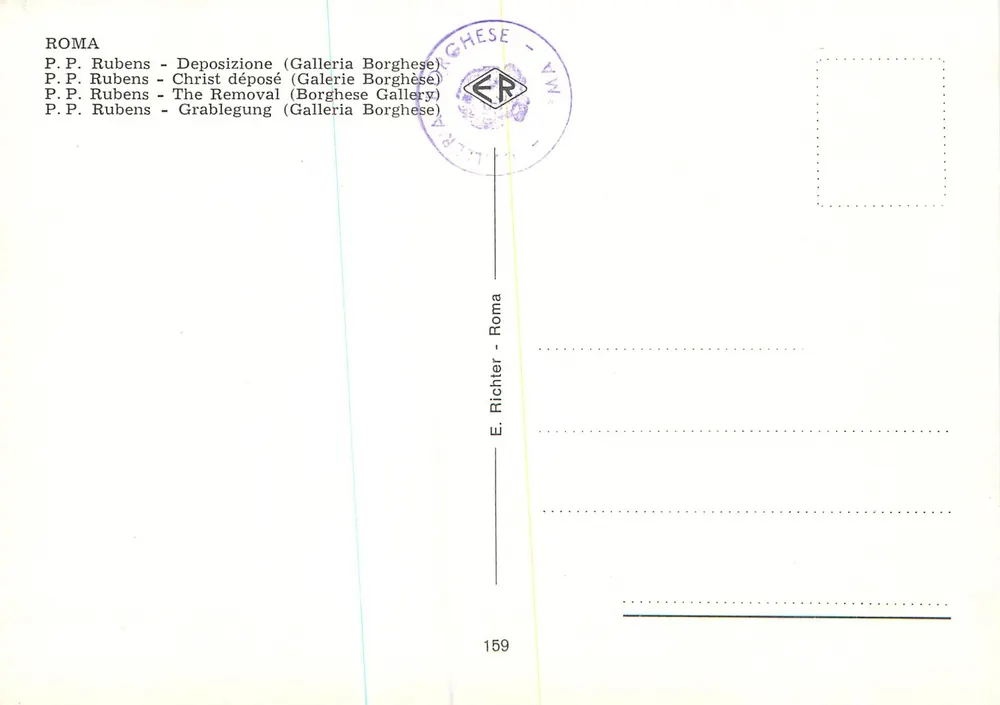 Abnahme des Christus — Galerie Borghese — Verlag E. Richter, n° 159 - Rückseite
