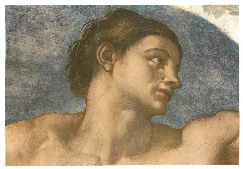 Adão — detalhe da Criação do Homem — Michelangelo, Capela Sistina - Frente