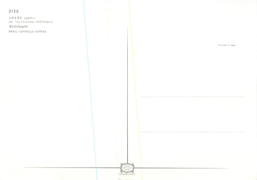 Adão — detalhe da Criação do Homem — Michelangelo, Capela Sistina - Verso