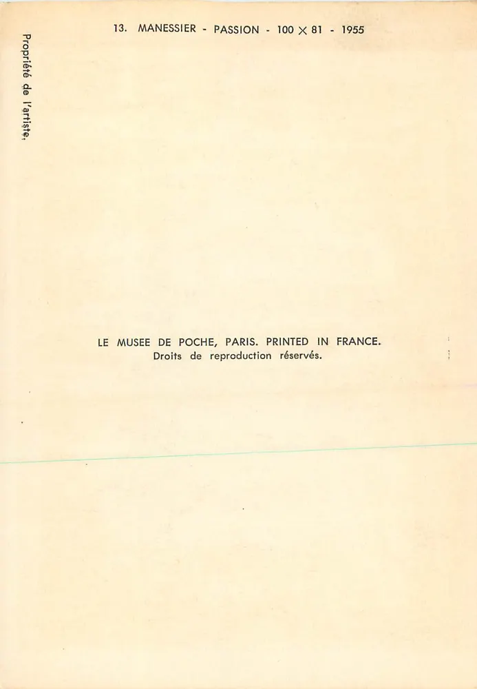 Manessier - Paixão — obra de arte abstrata — edição Le Musée de Poche, Paris - Verso