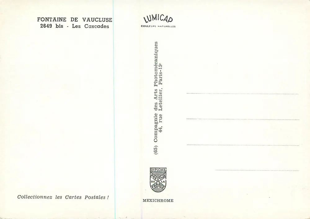 Fontaine de Vaucluse — As Cachoeiras — LUMICAP - Verso