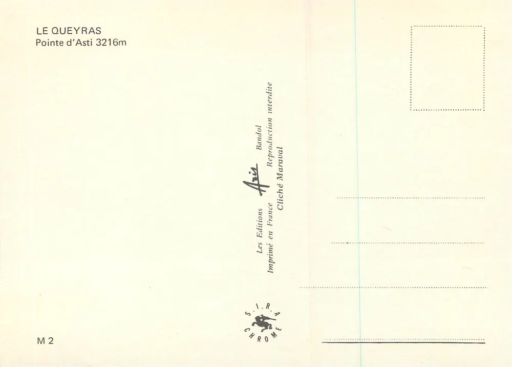 Le Queyras — Pointe d'Asti 3216m — Les Éditions Maraval, seria M 2 - Rewers