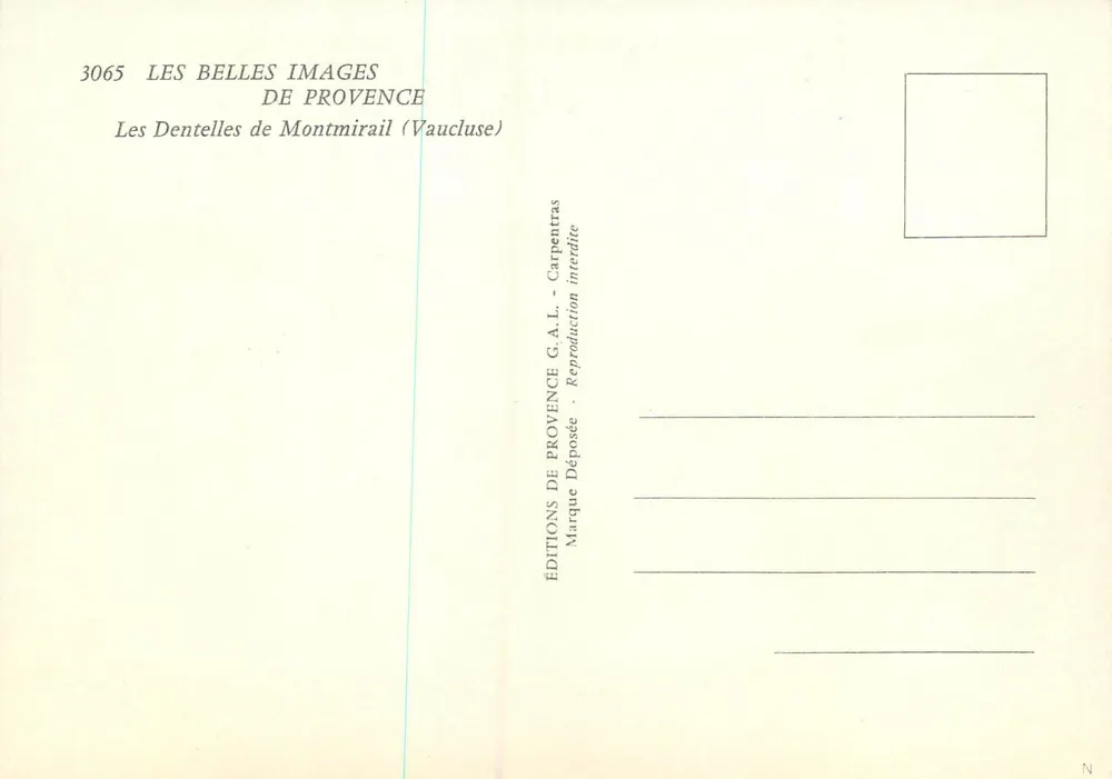 Die Dentelles de Montmirail — Vaucluse — Éditions Les Belles Images de Provence, n° 3065 - Rückseite
