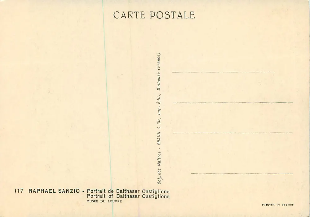 Portrait de Balthasar Castiglione — Raphael Sanzio — Édition Braun & Cie, Mulhouse - Verso