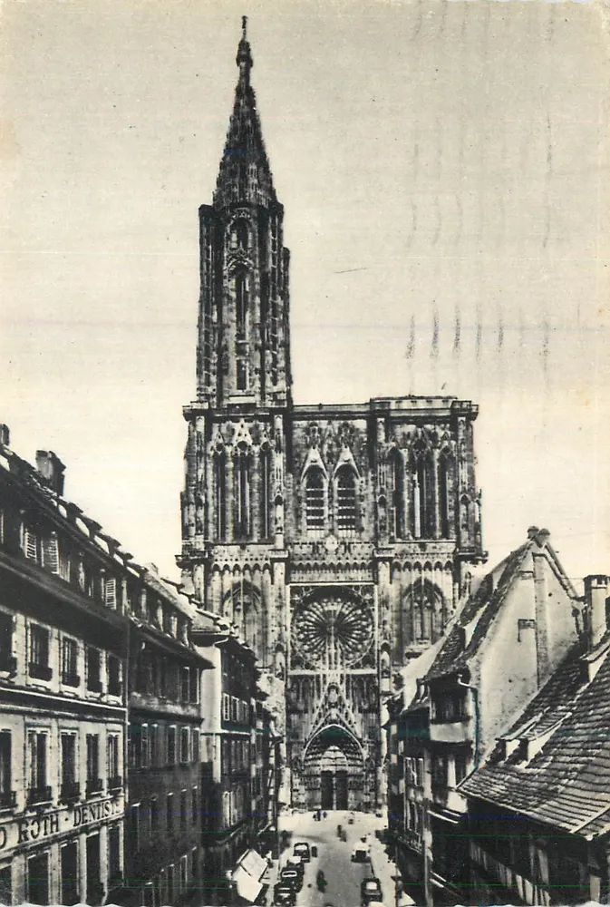 Strasbourg — Catedral (fachada) e rua Mercière — Édition LUTIB & Cie, n°1251 - Frente