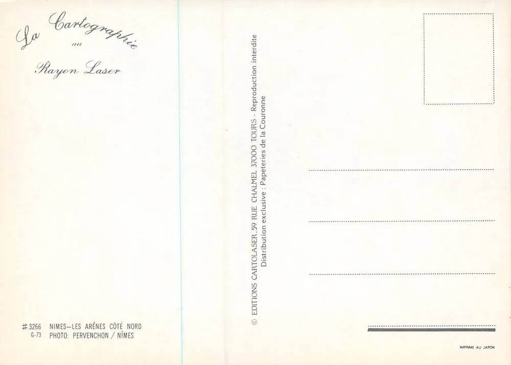 As Arênes de Nîmes — Lado Norte — Edições Cartolasér - Verso