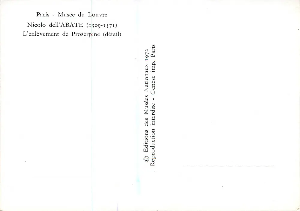 Die Entführung der Proserpine — Detail — Editions des Musées Nationaux, Paris 1972 - Rückseite