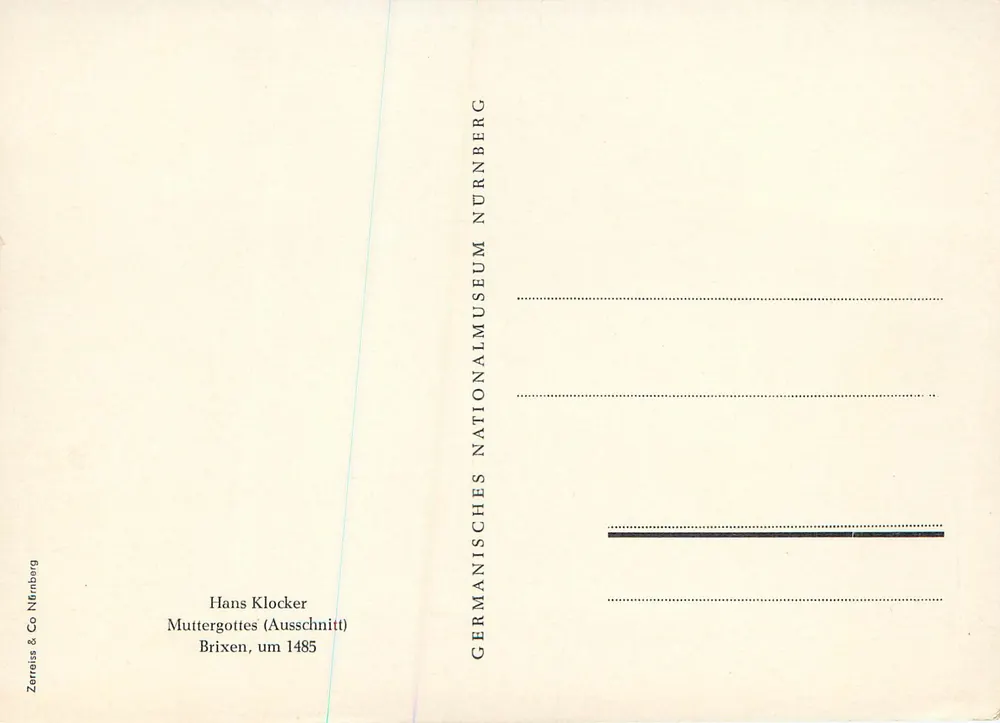 Estátua da Virgem — Hans Klocker — Germanisches Nationalmuseum Nürnberg - Verso