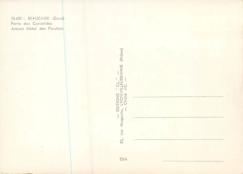 Türe der Karyatiden — Ehemaliges Hotel des Poralets — Editions 'S.L.' Lyon/Villeurbanne - Rückseite
