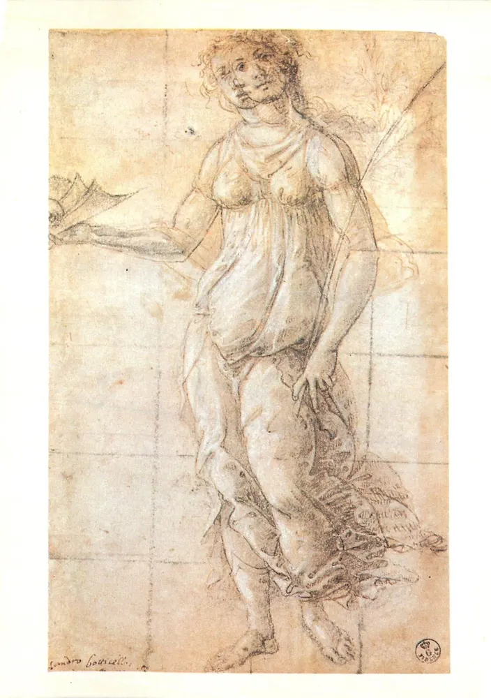 Florencio - Galeria dos Ofícios - Detalhe de Botticelli — Mulher nu com vestido envolto — Editor Giusti di S. Becocci, n° 201 E. - Frente