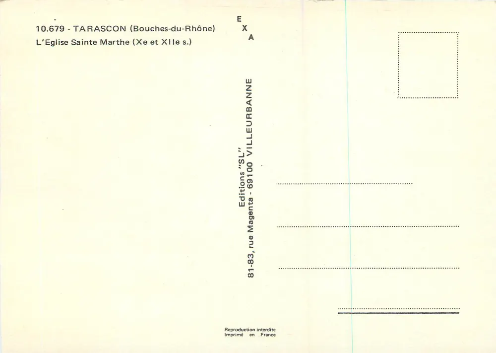 Tarascon — Kirche Sainte-Marthe (10. und 12. Jahrhundert) — Editions 'SL' Villeurbanne - Rückseite