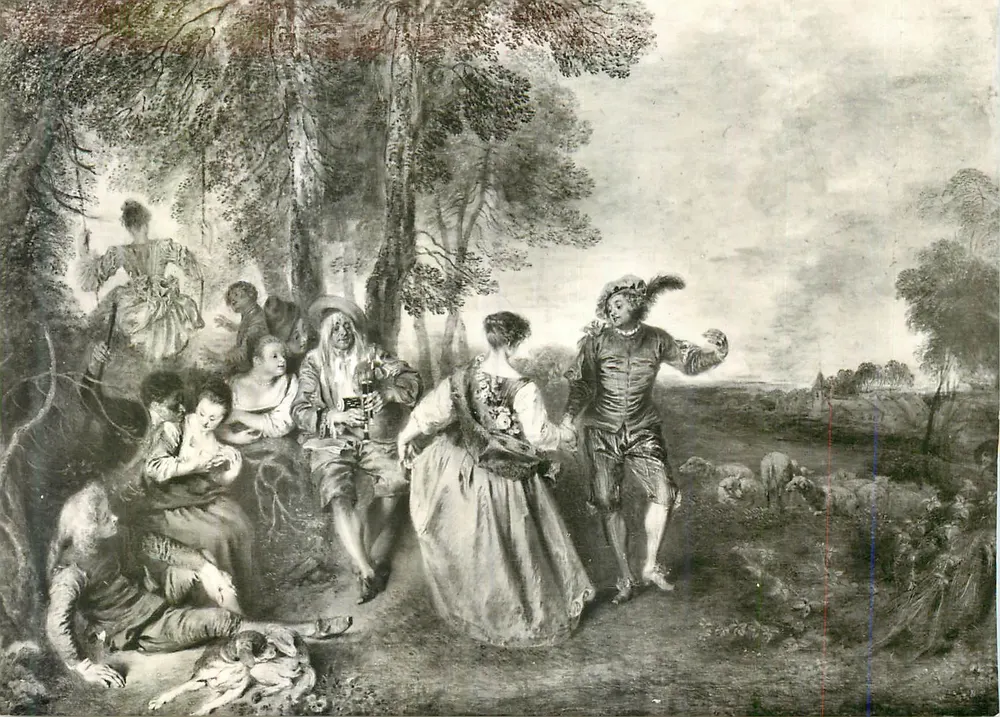 Schloss Charlottenburg — Die Schäfer — von Antoine Watteau, Verlag Deutscher Kunstverlag, Nr. 165 - Vorderseite
