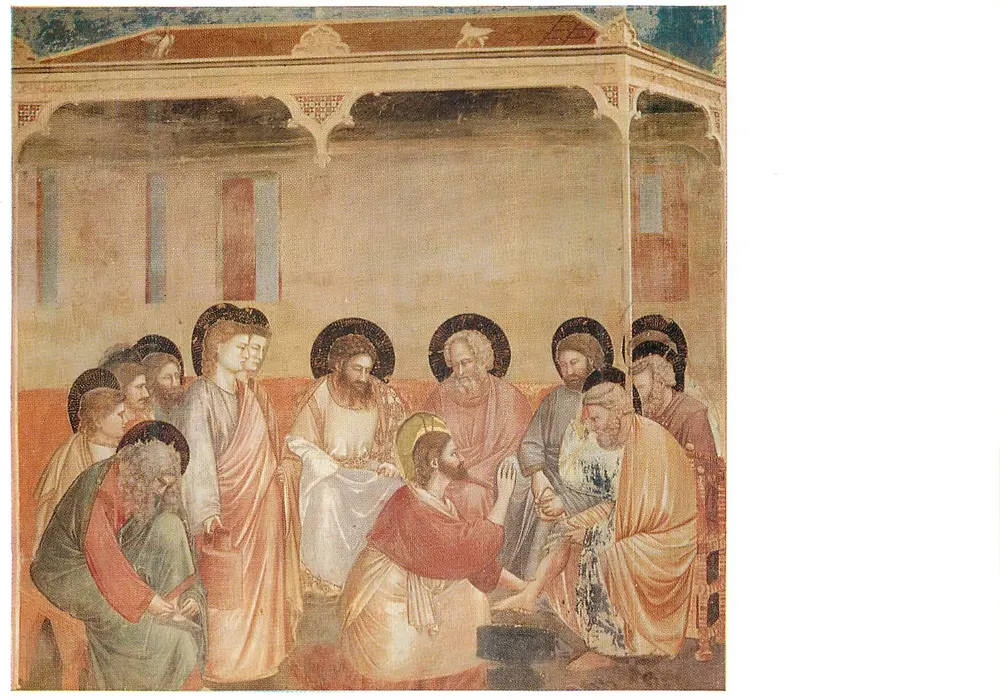 Das Waschen der Füße — Giotto — Kapelle der Scrovegni — Verlag A. Martello, Mailand - Vorderseite