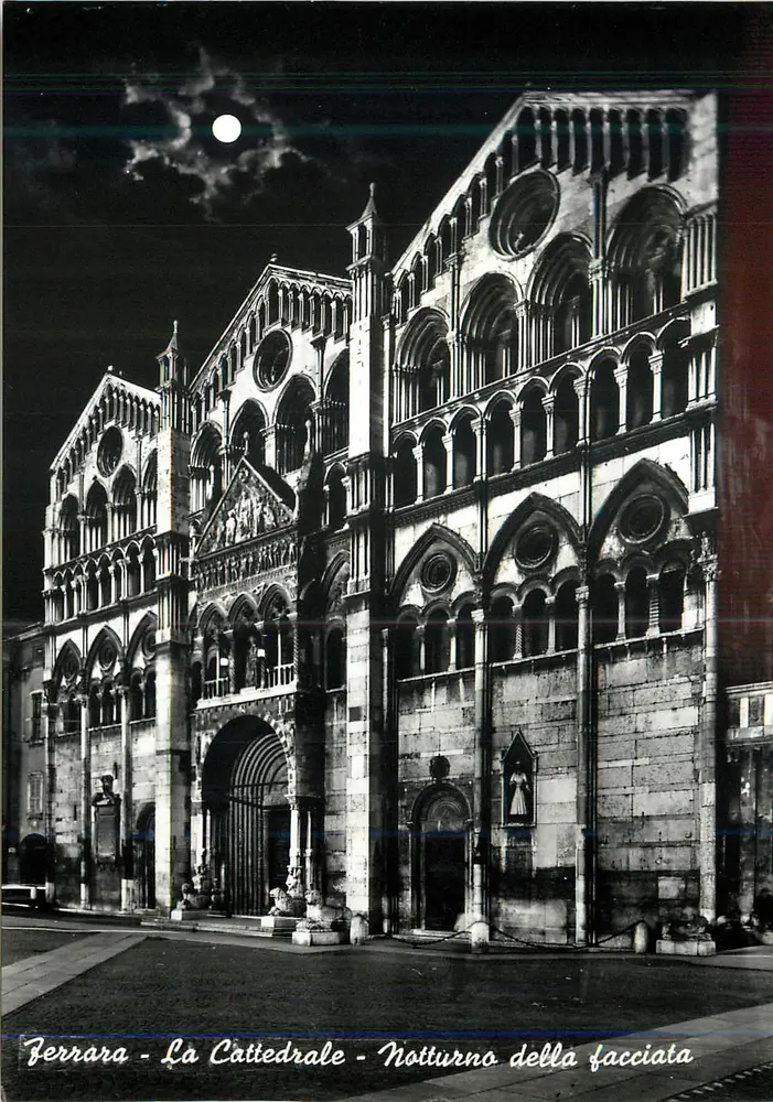 Ferrara - Katedra - Nocna scena fasady - Awers